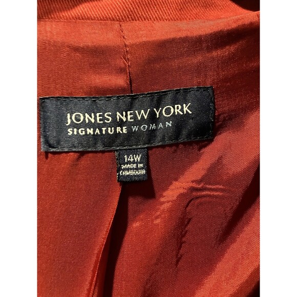 Jones New York Signature Woman Red Utility Blazer 14W Cotton Gold Buttons - Picture 4 of 7